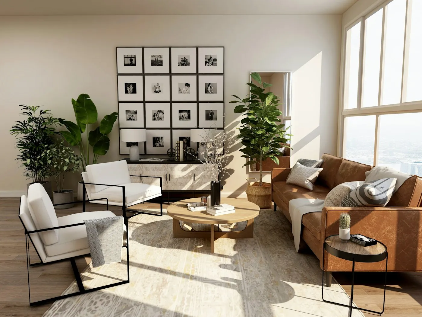 A bright living room in a modern apartment